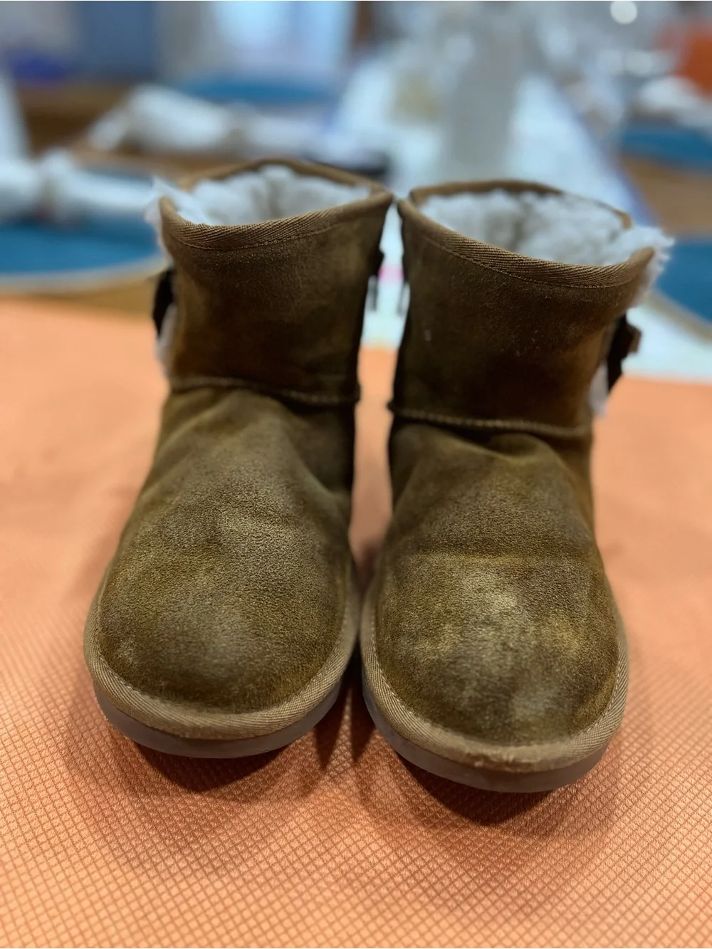 Koolaburra Brown Suede Shearling Ankle Boots